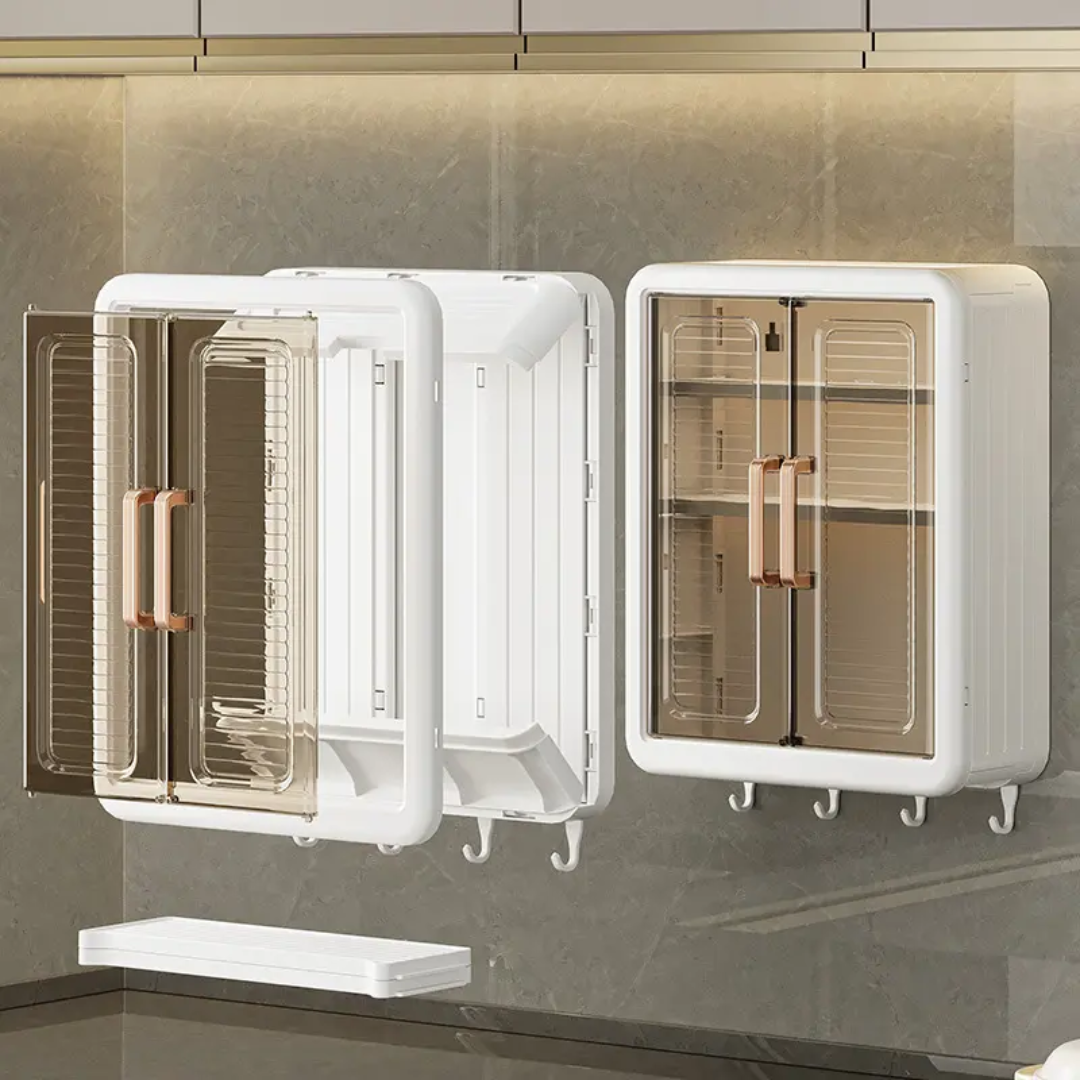 Plastic Wall Mounted Storage Cabinet for Kitchen and Bathroom Organizer