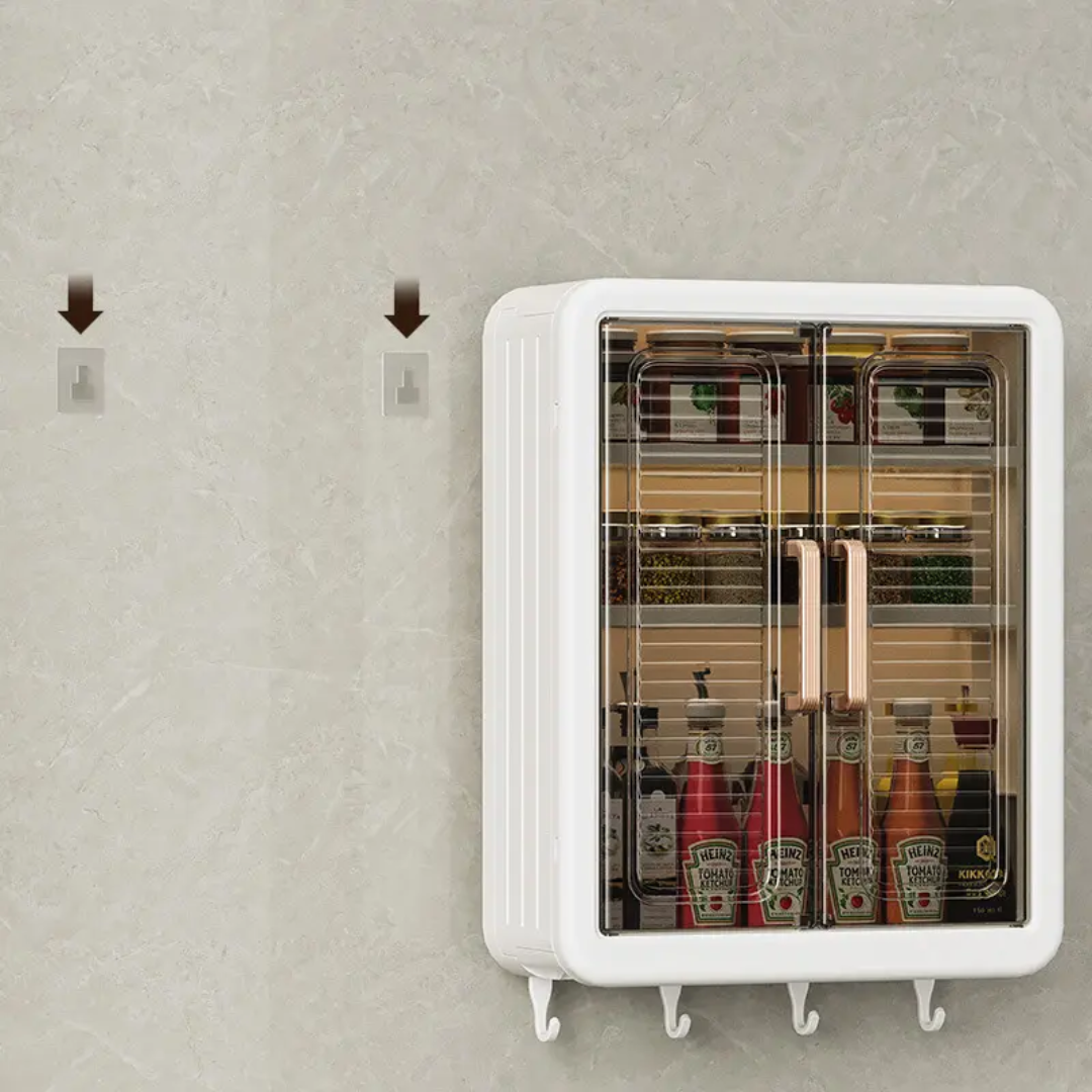 Plastic Wall Mounted Storage Cabinet for Kitchen and Bathroom Organizer