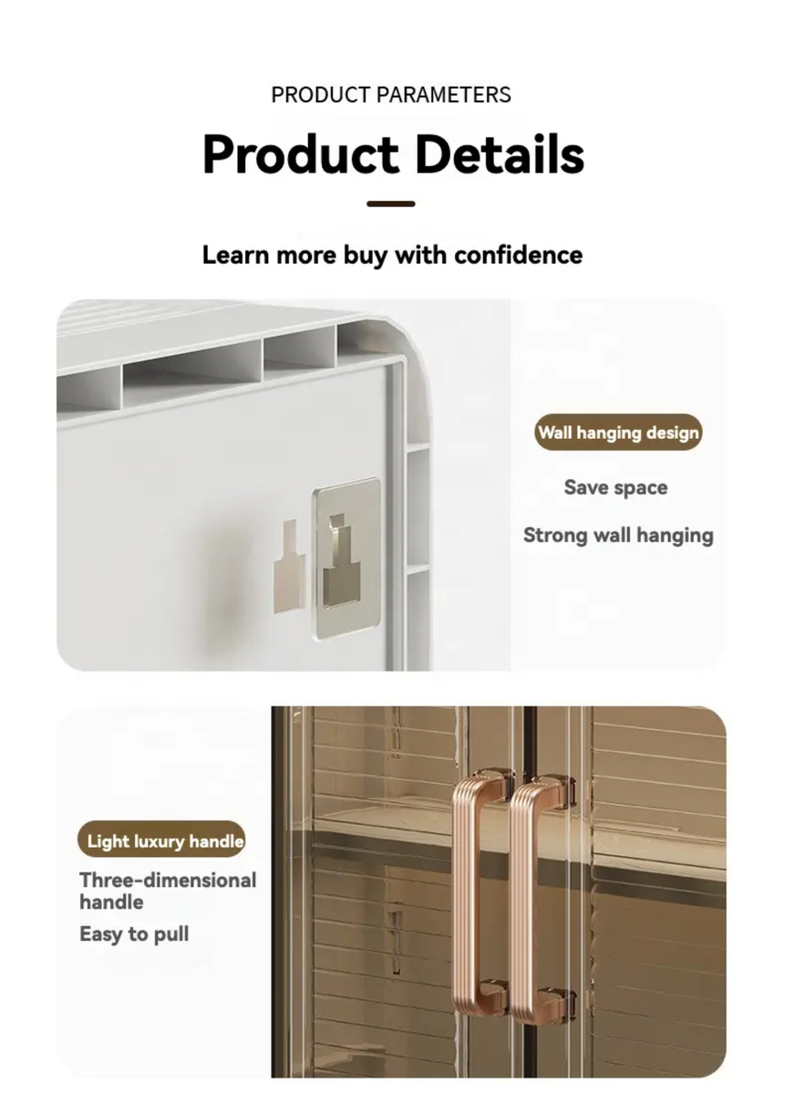 Plastic Wall Mounted Storage Cabinet for Kitchen and Bathroom Organizer