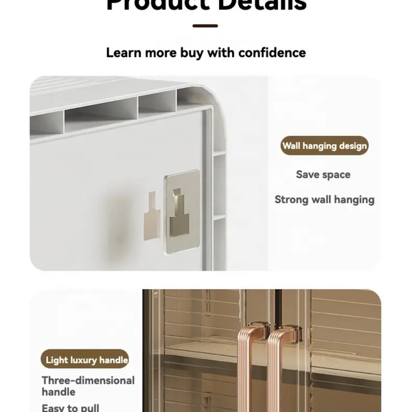 Plastic Wall Mounted Storage Cabinet for Kitchen and Bathroom Organizer