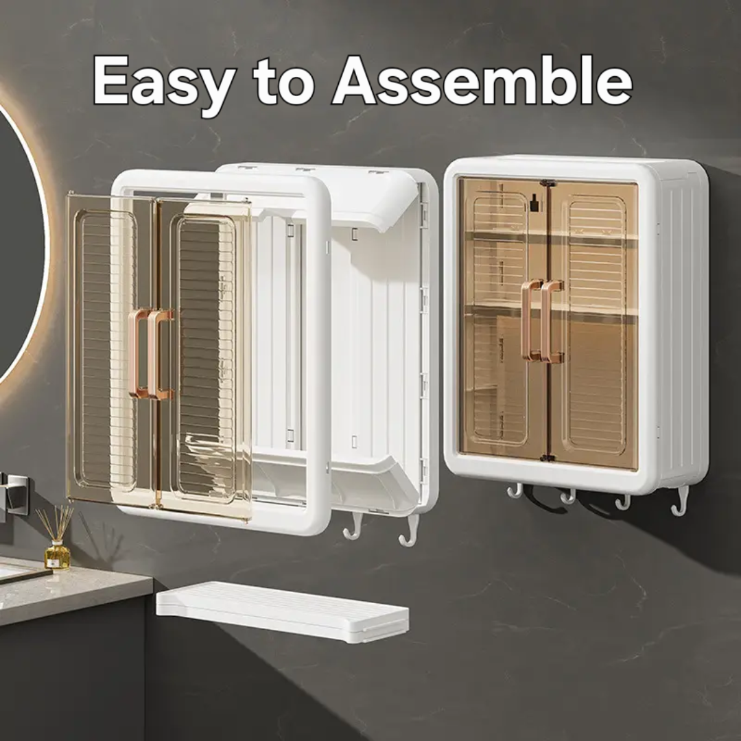 Plastic Wall Mounted Storage Cabinet for Kitchen and Bathroom Organizer