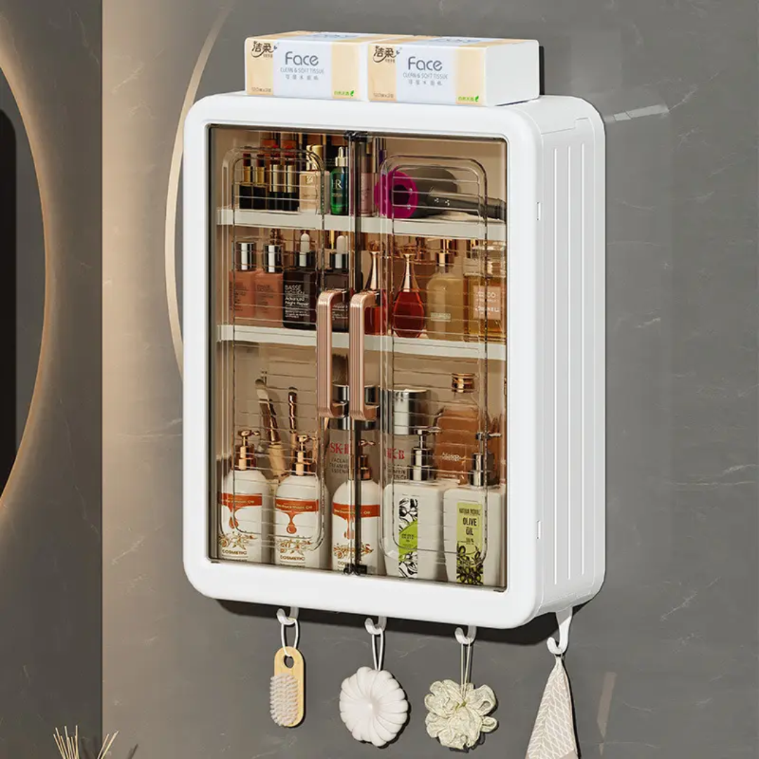 Plastic Wall Mounted Storage Cabinet for Kitchen and Bathroom Organizer