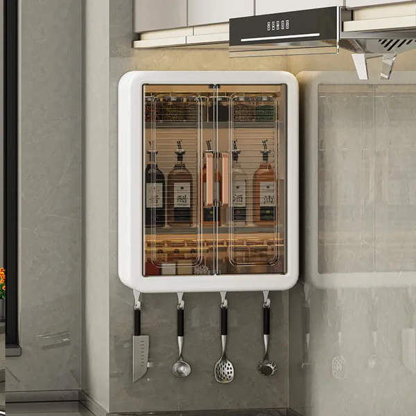 Plastic Wall Mounted Storage Cabinet for Kitchen and Bathroom Organizer