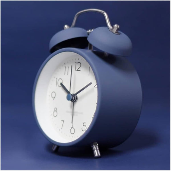 Classic Twin Bell Alarm Table Clock - Matte Blue