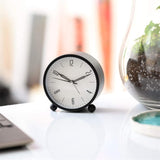 BLAGO Alarm Clock - 4 Inch Round Silent Analog Desk/Table Clock Non-Ticking with Night LED Light- Battery Powered Simple Design for Home Office Students Kids Bedroom Clock