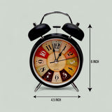 Vintage Twin Bell Alarm Clock, Metal Analog Table Clock with Night LED Light, Extra Loud Alarm, Heavy Sleeper Clock for Kids, Students, Bedroom – Black