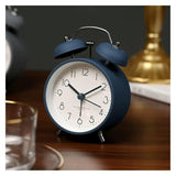 Vintage Twin Bell Analog Display Table Alarm Metal Clock with Night LED Light Heavy Slippers Extra Loud Alarm Clock Ideal for Student and Kids Bedroom (Blue), 8*12 Cm