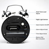Retro Twin Bell Alarm Clock | Loud Alarm for Heavy Sleepers | Metal Body Analog Table Clock with Night Light | Vintage Desk Clock for Bedroom, Office & Study