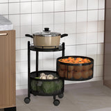 Kuber Industries Storage Rack | 5-Layer Revolving Vegetable Kitchen Rack | Square Multipurpose Storage Trolley with Wheels | Metal Fruit Storage Rack | Kitchen Cabinet Spice Rack | Black