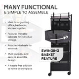 Kuber Industries Storage Rack | 5-Layer Revolving Vegetable Kitchen Rack | Square Multipurpose Storage Trolley with Wheels | Metal Fruit Storage Rack | Kitchen Cabinet Spice Rack | Black