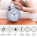 Retro Twin Bell Alarm Clock | Loud Alarm for Heavy Sleepers | Metal Body Analog Table Clock with Night Light | Vintage Desk Clock for Bedroom, Office & Study