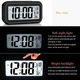AERYS Digital Alarm Clock with Automatic Sensor, Date and Temperature Display, Compact Desk Table Clock for Students, Home, Office, Bedroom, Living Room,Home Decor, Corporate Use (Black Digital)