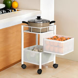 Kuber Industries Storage Rack | 4-Layer Square Multipurpose Storage Trolley with Wheels | Revolving Vegetable Kitchen Rack | Kitchen Cabinet Spice Rack | Metal Fruit Storage Rack | Black