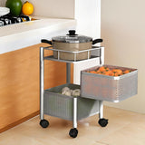 Kuber Industries Storage Rack | 5-Layer Revolving Vegetable Kitchen Rack | Square Multipurpose Storage Trolley with Wheels | Metal Fruit Storage Rack | Kitchen Cabinet Spice Rack | Black