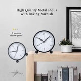 BLAGO Alarm Clock - 4 Inch Round Silent Analog Desk/Table Clock Non-Ticking with Night LED Light- Battery Powered Simple Design for Home Office Students Kids Bedroom Clock