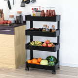 Kuber Industries Storage Rack | 3-Layer Square Multipurpose Storage Trolley with Wheels | Revolving Vegetable Kitchen Rack | Kitchen Cabinet Spice Rack | Metal Fruit Storage Rack | Black