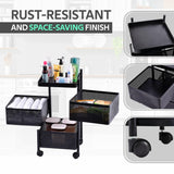 Kuber Industries Storage Rack | 3-Layer Square Multipurpose Storage Trolley with Wheels | Revolving Vegetable Kitchen Rack | Kitchen Cabinet Spice Rack | Metal Fruit Storage Rack | Black
