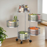Kuber Industries Storage Rack | 4-Layer Square Multipurpose Storage Trolley with Wheels | Revolving Vegetable Kitchen Rack | Kitchen Cabinet Spice Rack | Metal Fruit Storage Rack | Black