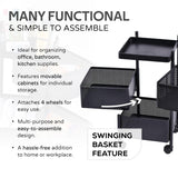 Kuber Industries Storage Rack | 3-Layer Square Multipurpose Storage Trolley with Wheels | Revolving Vegetable Kitchen Rack | Kitchen Cabinet Spice Rack | Metal Fruit Storage Rack | Black