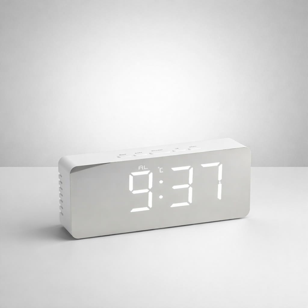 Digital Alarm Clock White