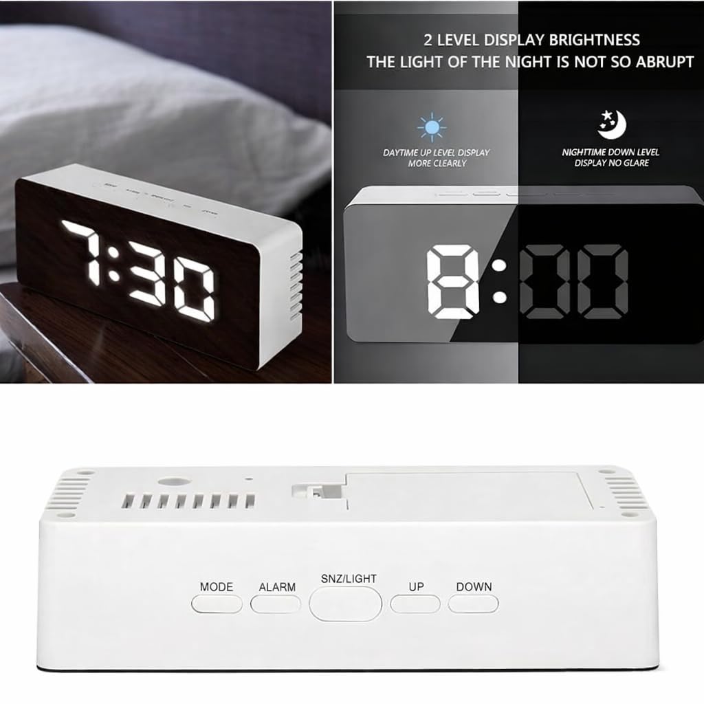 Digital Alarm Clock White