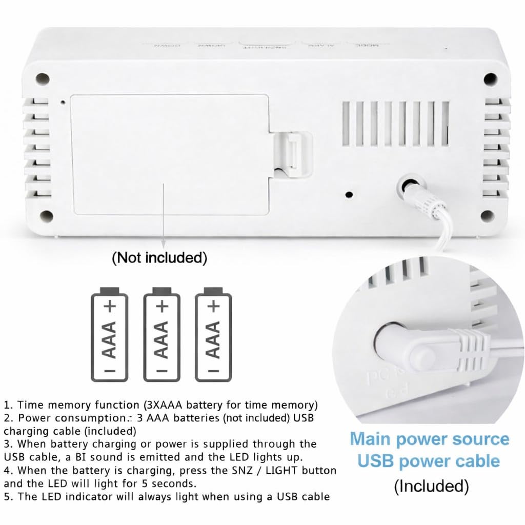 Digital Alarm Clock White