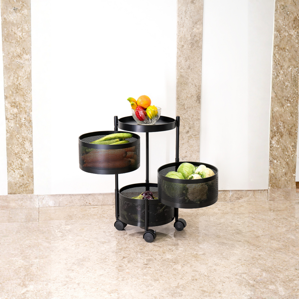 Metal Multipurpose Kitchen Storage Organizer with wheels - Round