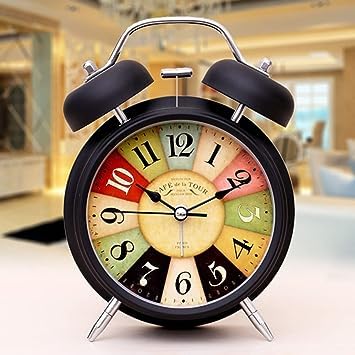 Metal Vintage Twin Bell Alarm Clock, Colourful Dial