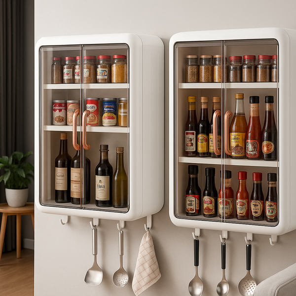Plastic Wall Mounted Storage Cabinet for Kitchen and Bathroom Organizer